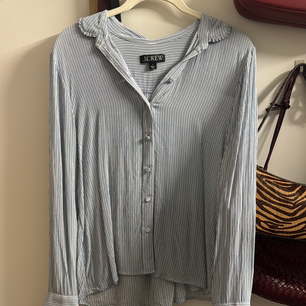 J.Crew Blue and White Striped Blouse